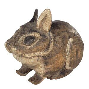 Arthur Shoemaker Rabbit Wood Carved Miniature Animal Folk Art Vintage